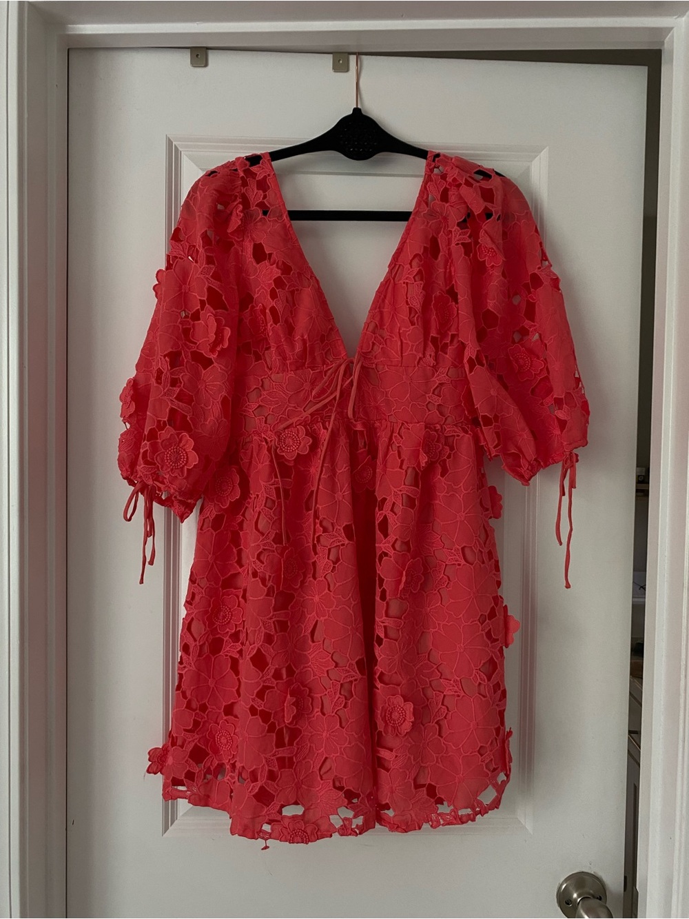 VICI Women's Coral Floral Eyelet V-Neck Dress
